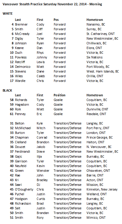 stealth camp roster