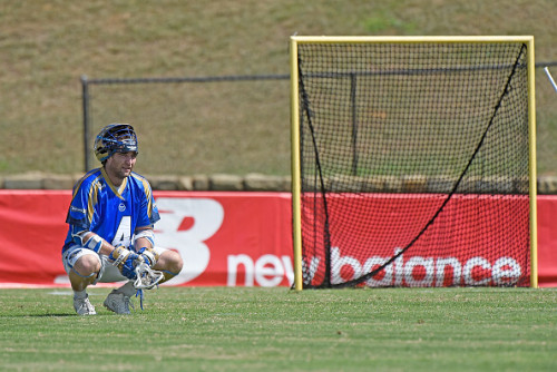 CHARLOTTE, NC - JULY 11: Mike Sawyer #4 of the Charlotte Hounds reacts after scoring a goal against the Florida Launch during their game at American Legion Memorial Stadium on July 11, 2015 in Charlotte, North Carolina. (Photo by Grant Halverson/Getty Images)