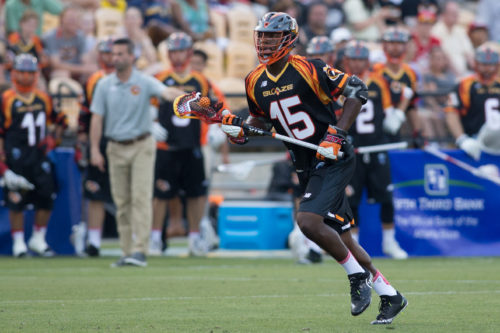 Jun 4, 2016; Kennesaw, GA, USA; Boston Cannons XXX against the Atlanta Blaze in the first half at Fifth Third Bank Stadium. Mandatory Credit: Brett Davis