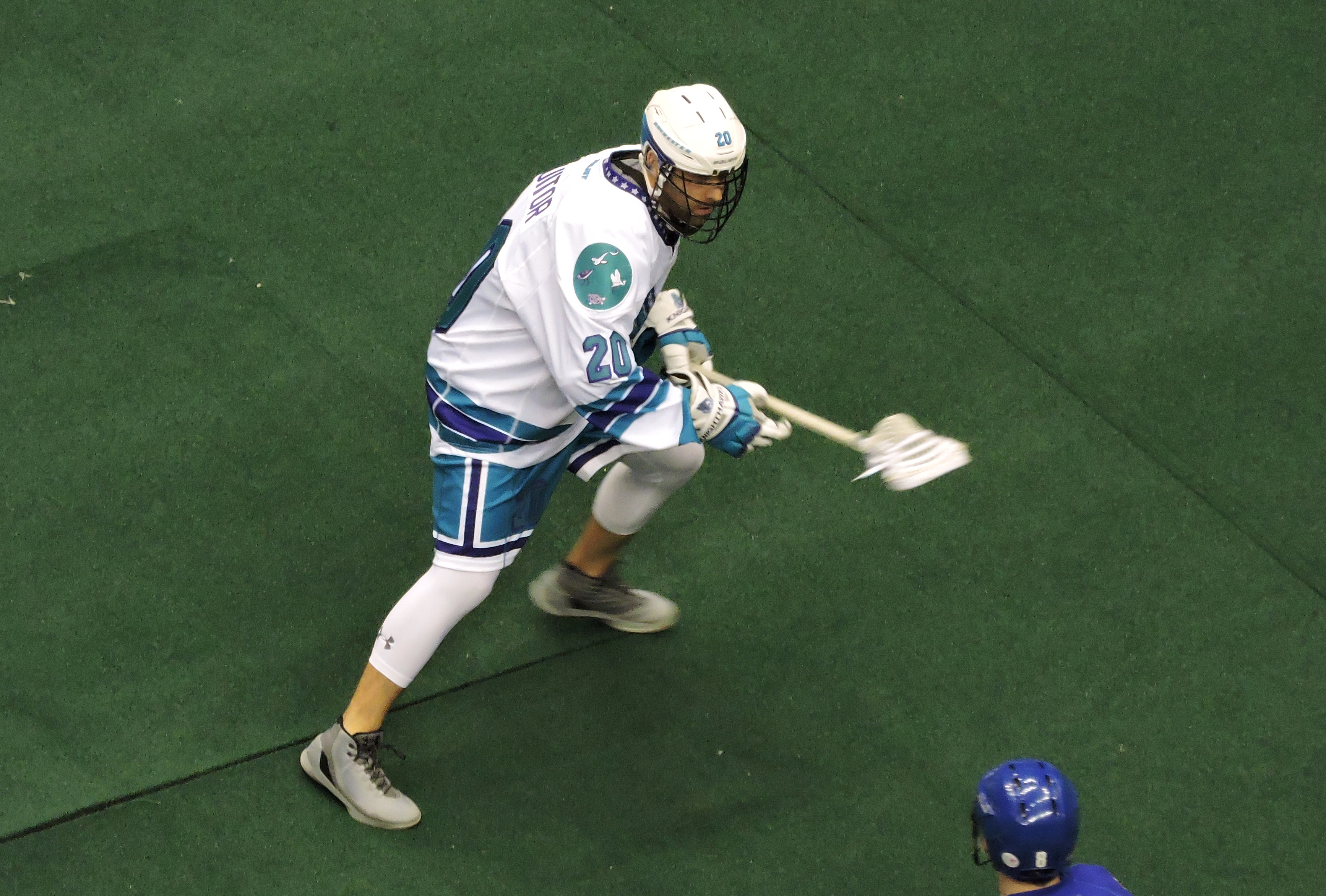 Andrew Suitor plays in his first game for the Rochester Knighthawks on January 28, 2017 (Photo credit: Anna Taylor)