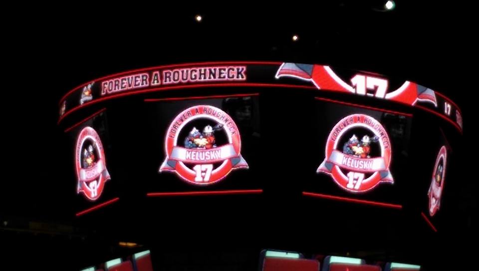 The Calgary Roughnecks honoured Tracey Kelusky as part of their Forever A Roughneck program on March 25, 2017. (Photo credit: Katherine Duncan)