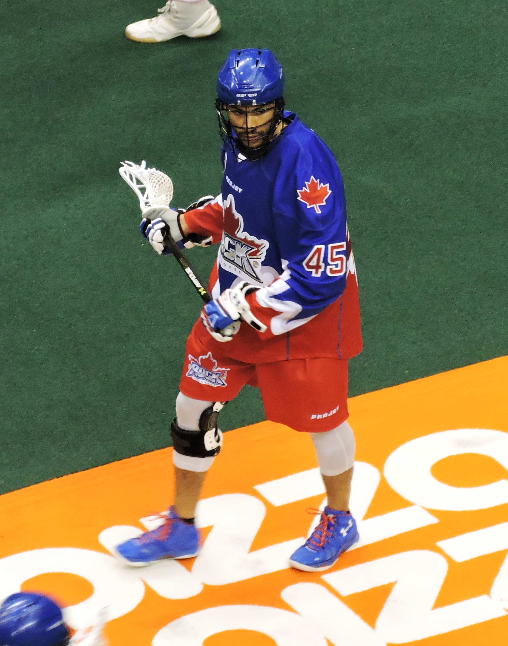 Damon Edwards had two goals for the Rock in their east division semi-final against the New England Black Wolves on May 6, 2017. (Photo credit: Anna Taylor)