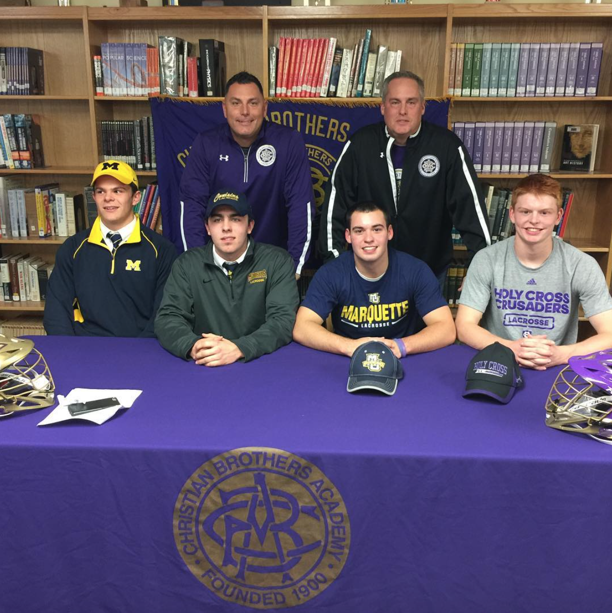 Ric Beardsley with some of his athletes on National Letter of Intent Day. (Photo: Ric Beardsley Instagram)