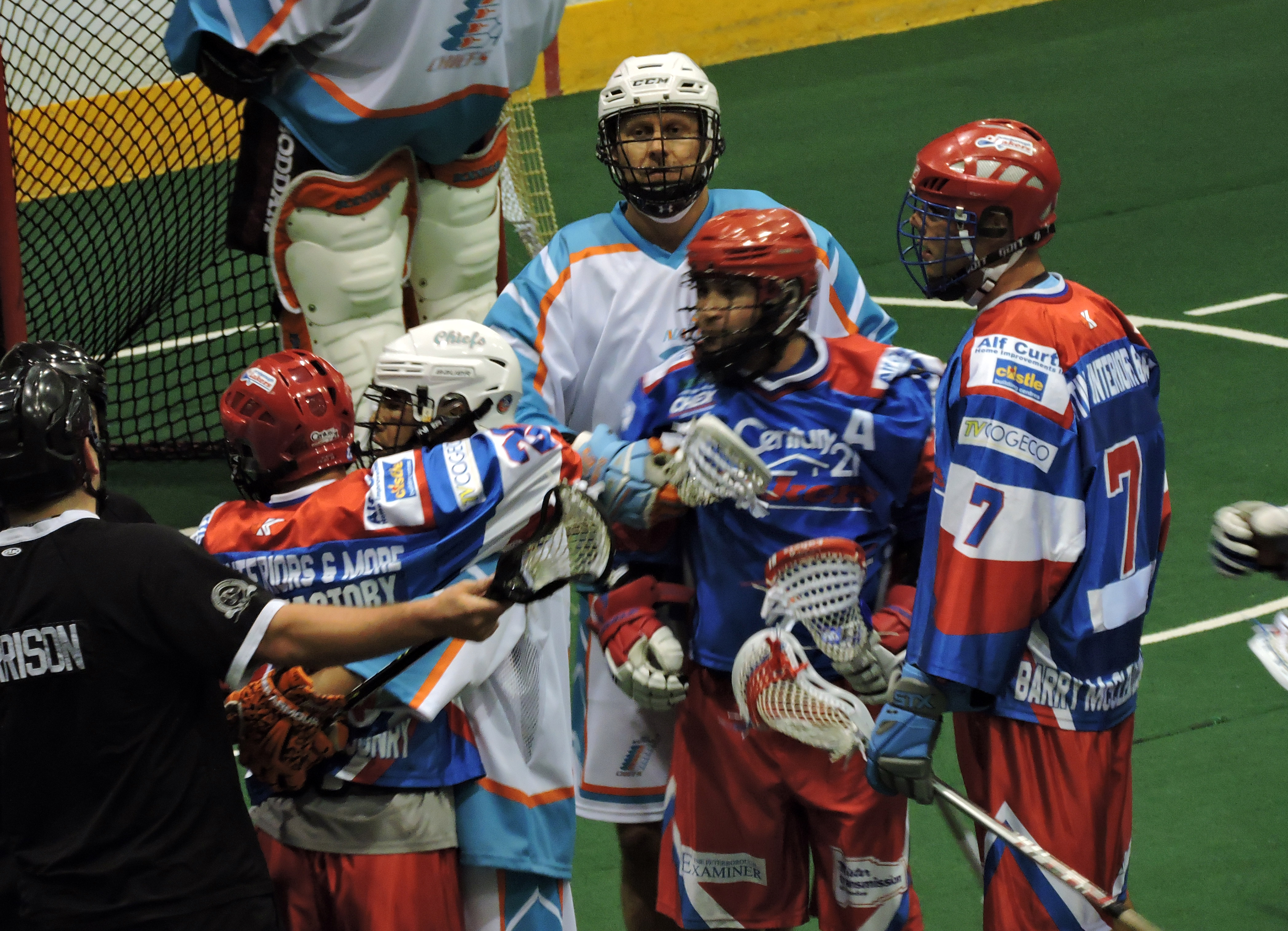 David Brock of the Six Nations Chiefs reacts to a scrum with the Peterborough Lakers. (Photo credit: Anna Taylor)