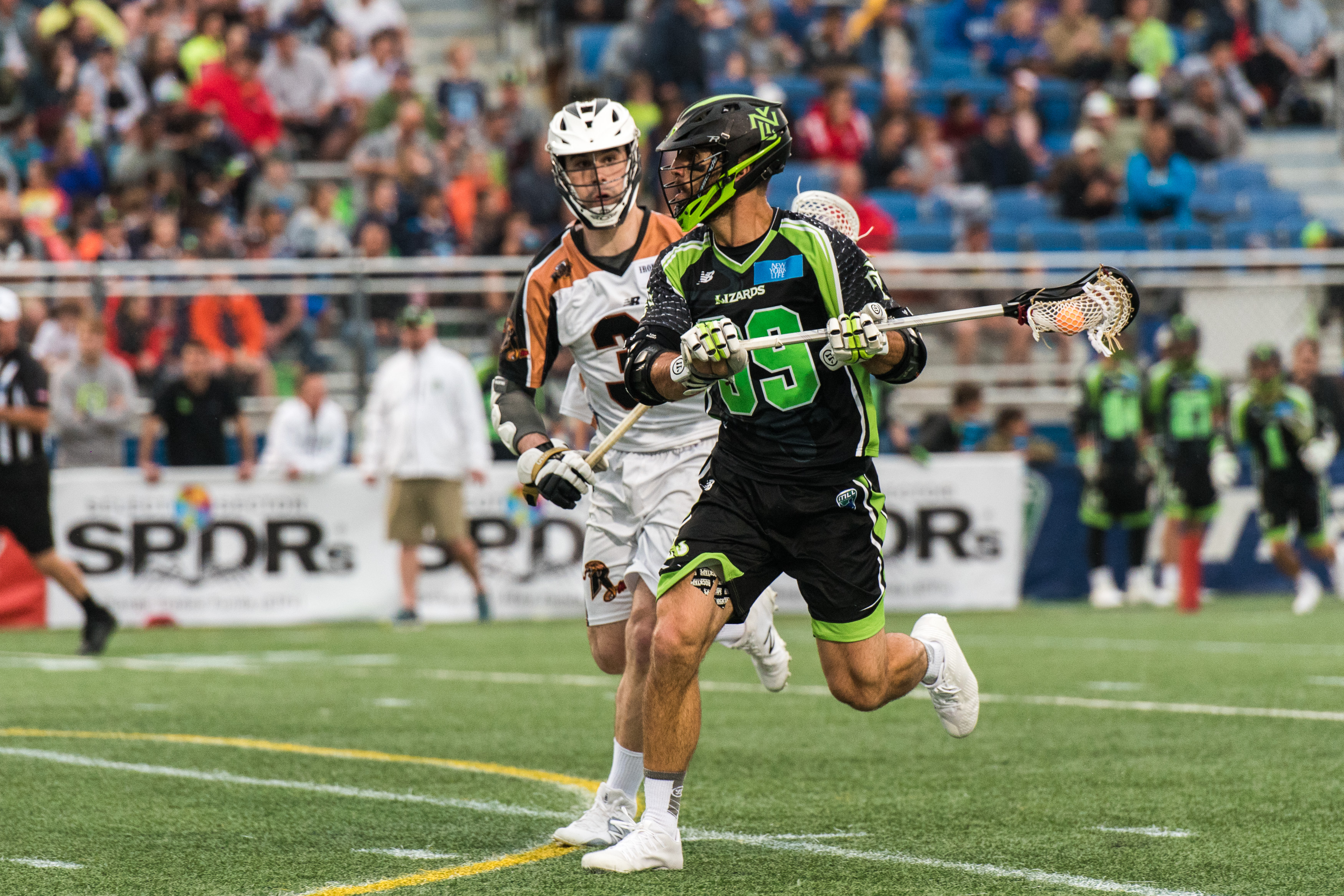 Paul Rabil joins the 500-point club. June 17, 2017; New York, NY, USA; Rochester Rattlers @ New York Lizards at James M. Shuart Stadium @ Hofstra University. Photography Credit: Dan Nilsen