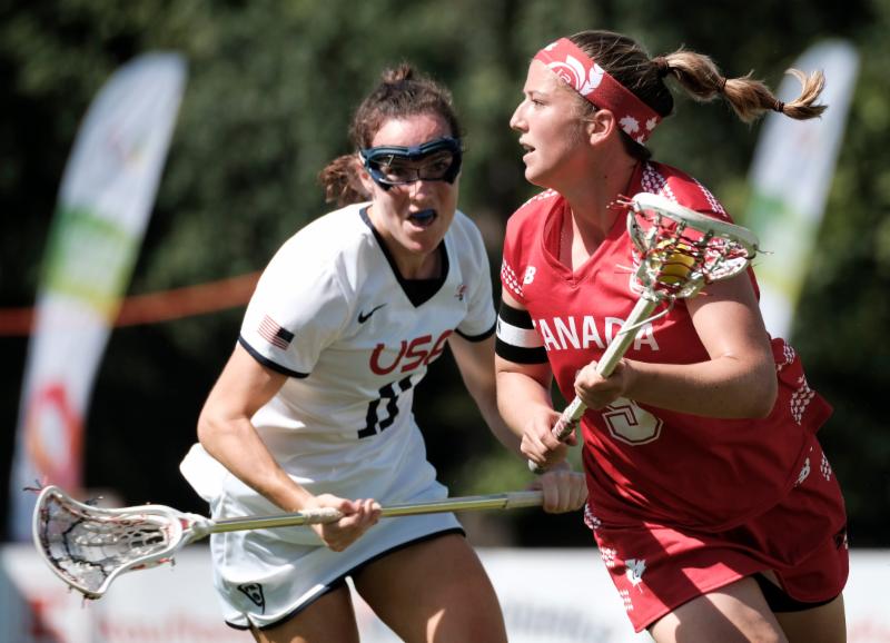 Canadian defender Katie Guy (Whitby, Ont.) during her team's 11-8 loss to the United States in the gold medal game of the 2017 World Games in Wroclaw, Poland, on July 30, 2017. (Photo Credit: Bartek Sadowski, The World Games)