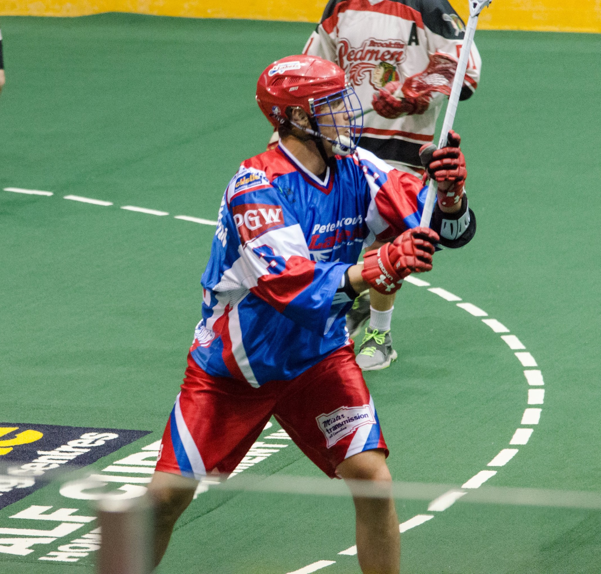 Brock Sorensen of the Peterborough Lakers in action against the Brooklin Redmen. (Photo credit: Kendall Taylor)