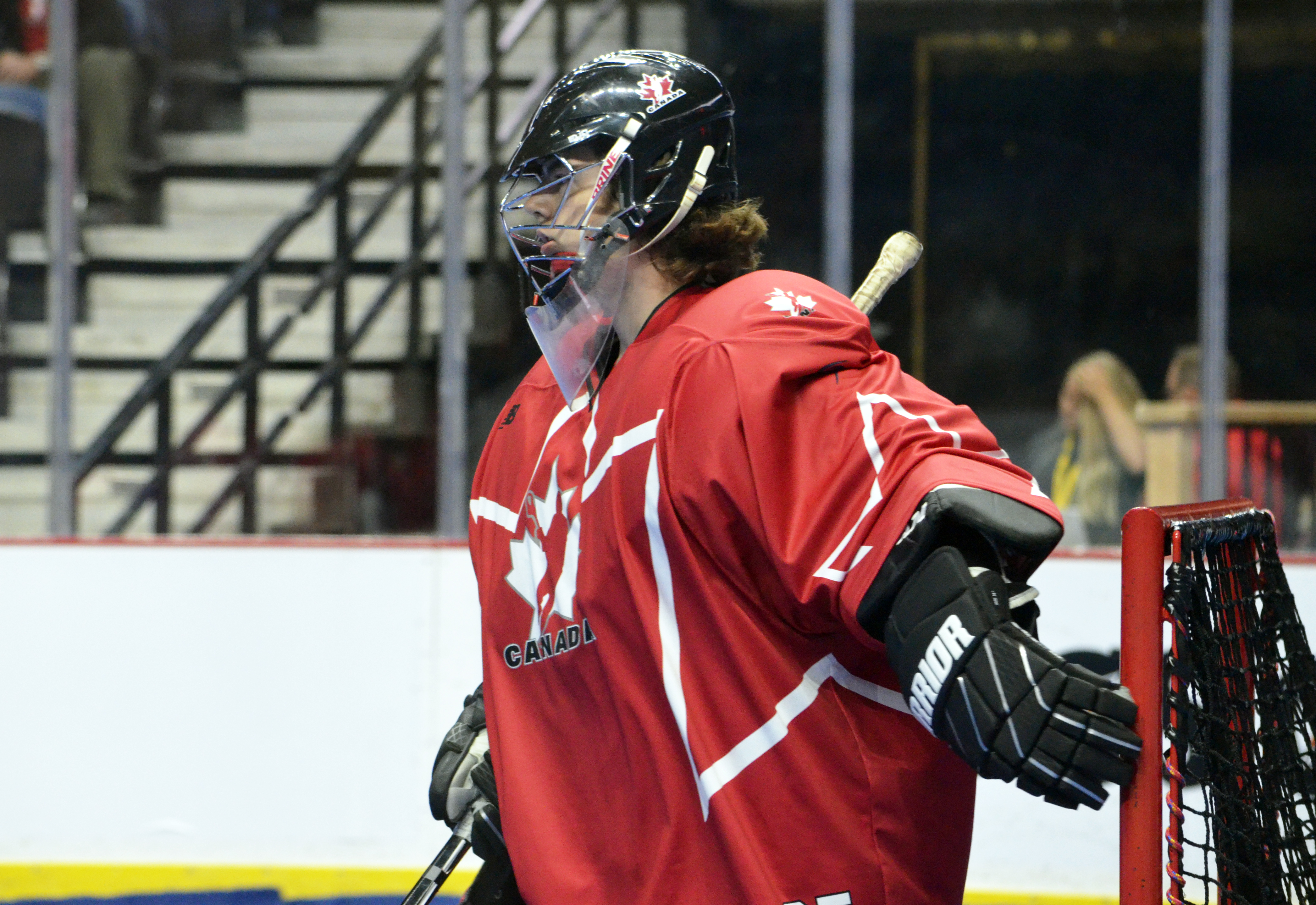 Team Canada goaltender Samuel Haines at the 2017 U17 Heritage Cup in Hamilton, Ont. (Photo credit: Anna Taylor)