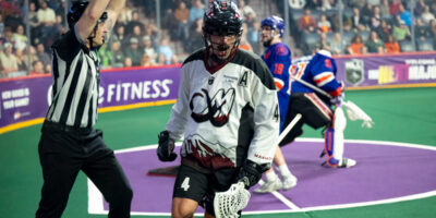 Will Malcolm celebrates a goal as his Colorado Mammoth defeated the Halifax Thunderbirds 11-6 on Friday night at the Scotiabank Centre in Halifax.